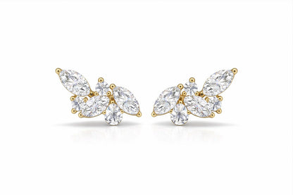 Petite Floral Diamond Stud Earrings (0.26–0.34 ct)