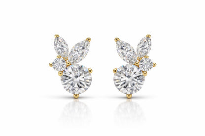 Floral Cluster Diamond Stud Earrings