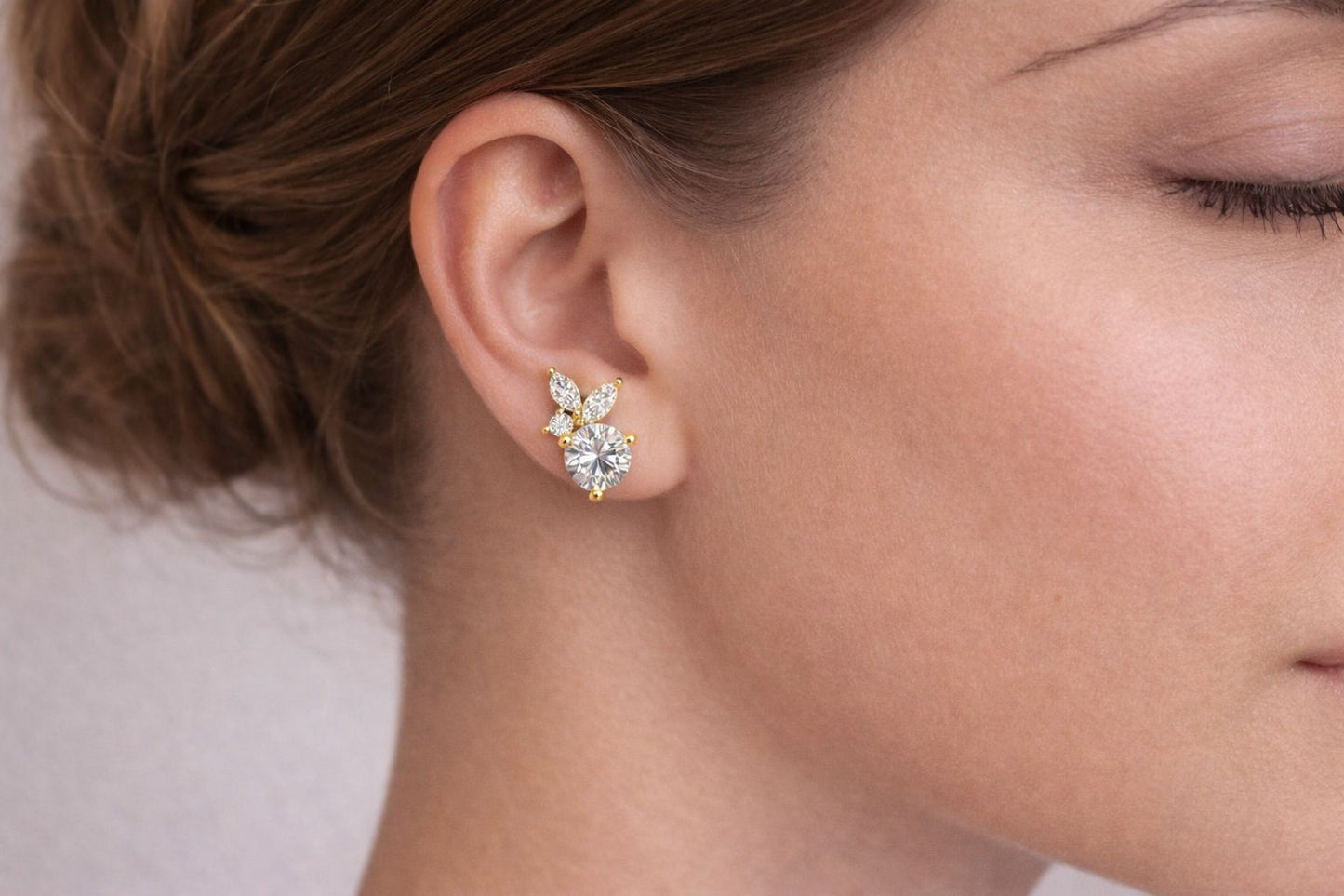 Floral Cluster Diamond Stud Earrings