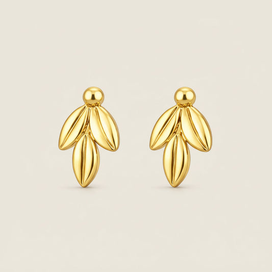 Floral Drop Gold Stud Earrings