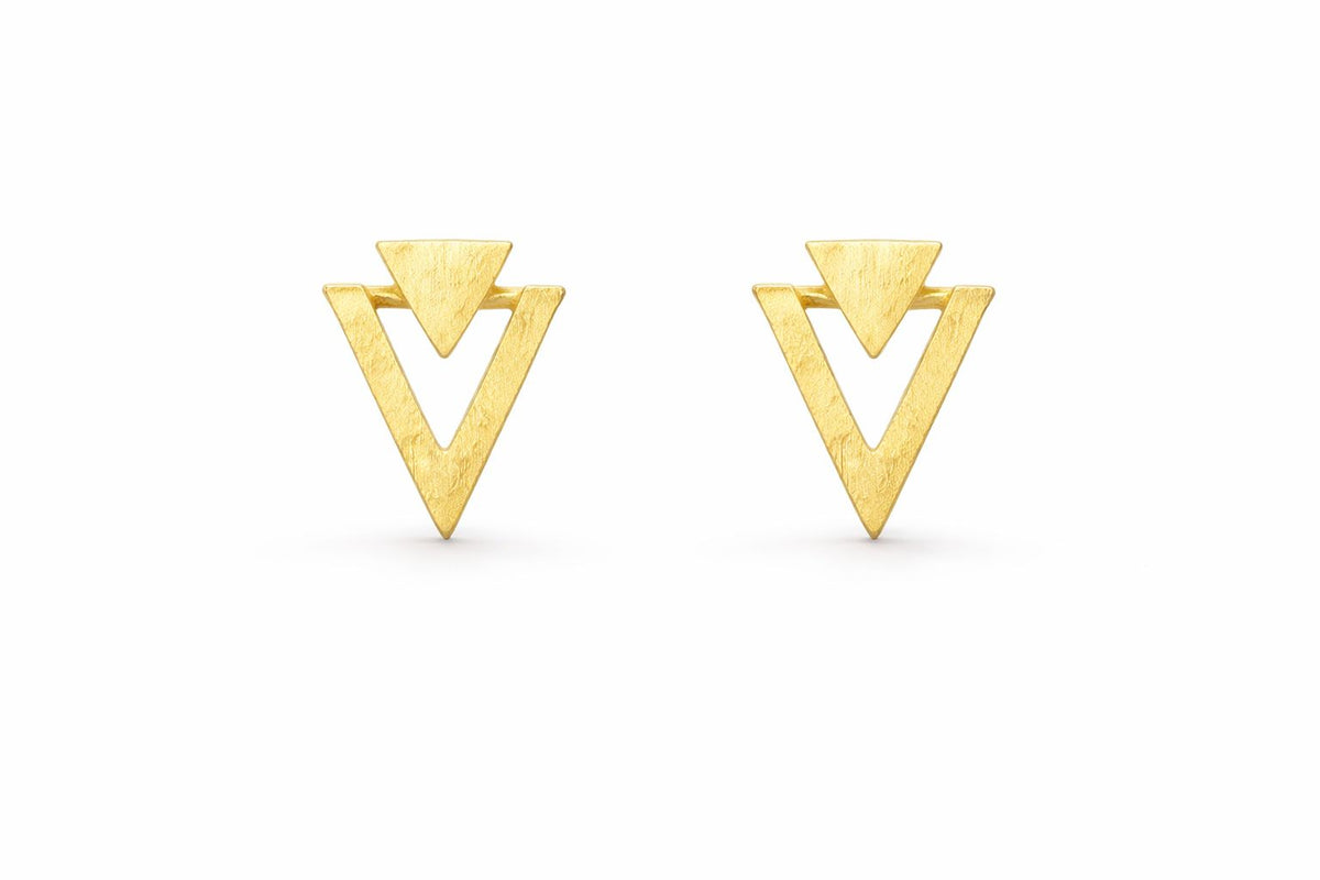 Geometric Triangle Gold Stud Earrings