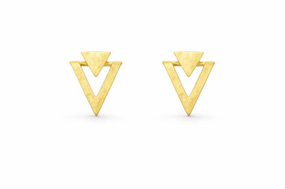 Geometric Triangle Gold Stud Earrings