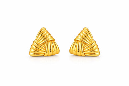 Triangular Textured Gold Stud Earrings