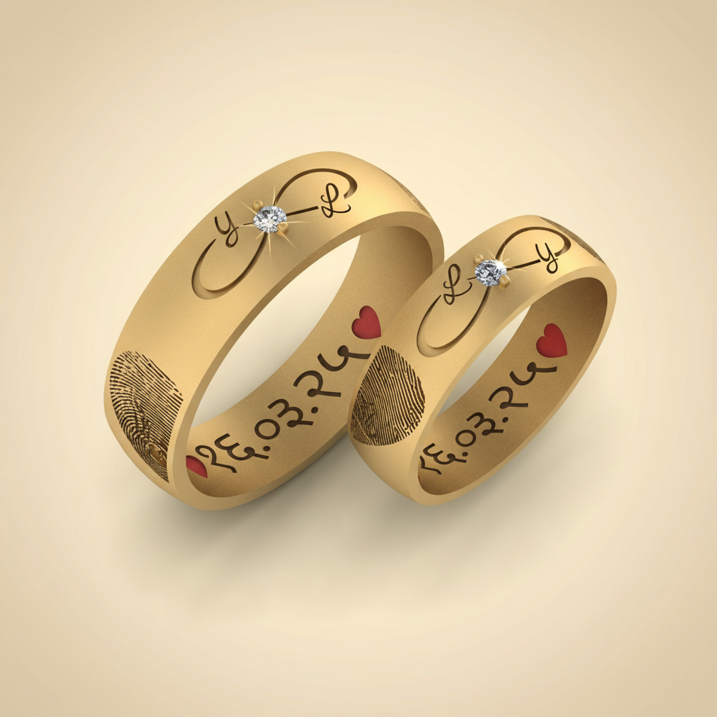 Custom Fingerprint Infinity Rings with Initials and Special Date