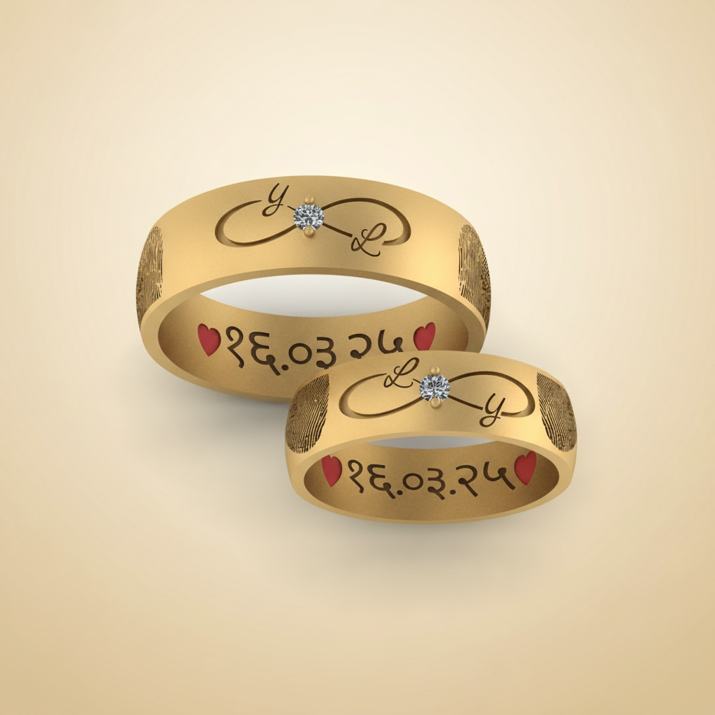 Custom Fingerprint Infinity Rings with Initials and Special Date