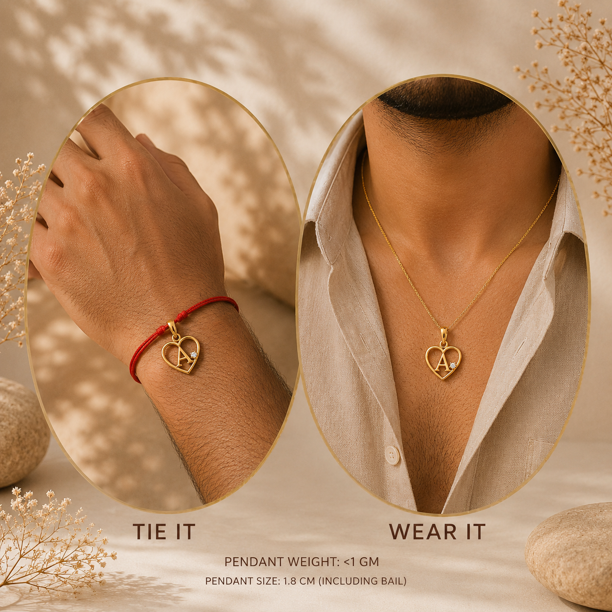 Heart Alphabet Rakhi cum Pendant