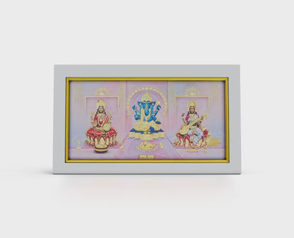 Shree Lakshmi Ganesha and Saraswati gold artwork