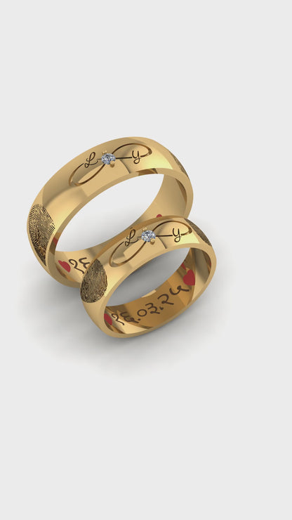 Custom Fingerprint Infinity Rings with Initials and Special Date