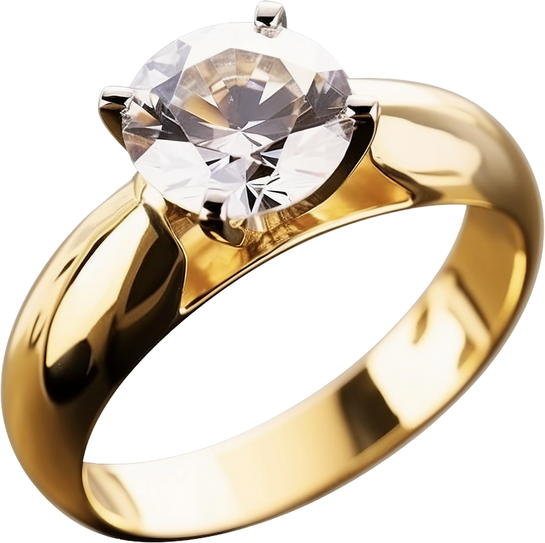 gold Engagement ring. isolated object, transparent background